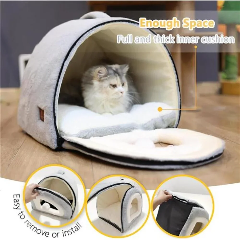 Cat Bed for Indoor Cats，Foldable cat cave，Anti-Slip & Water-Resistant